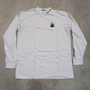 Y2K Colosseum Montana Grizz Long Sleeve Shirt Mens L Flaws White Embroidered